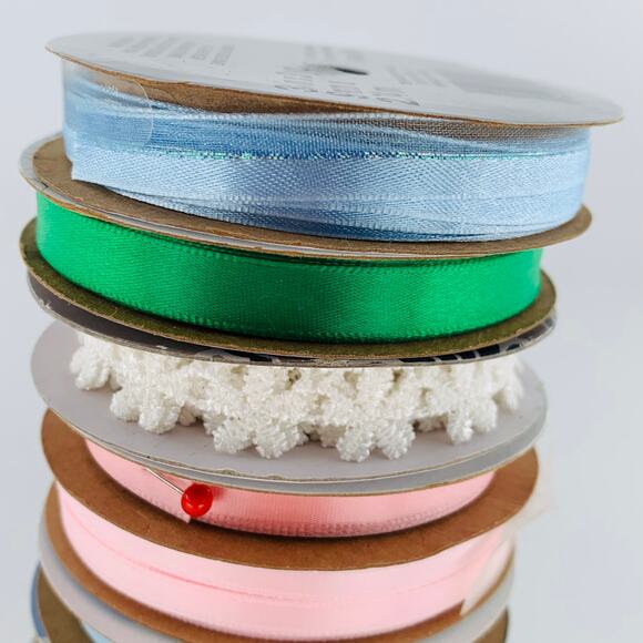 Ribbon Lot For Crafts Multicolor Blue Red Purple Pink Green Grosgrain Satin Trim - Picture 2 of 8